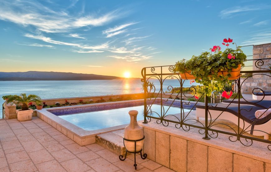 Croatia island Brac Stone sea view villa with pool