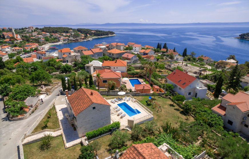 Croatia island Brac sea view villa with children’s playground rent